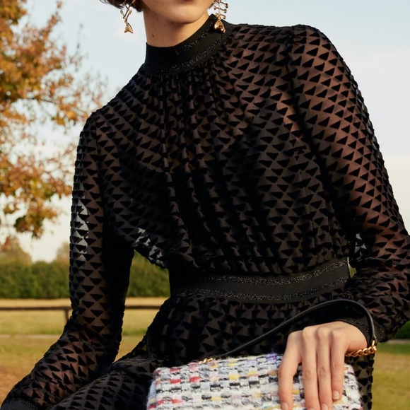 Tory Burch velvet devore midi dress black - Picture 6 of 9